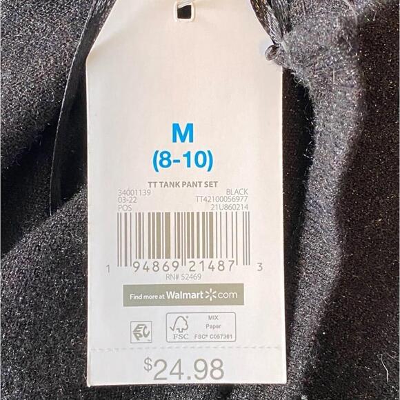NWT Time and Tru Black Square Neck Tank Top Size M 8-10 Sparkles Sweater - Picture 10 of 13